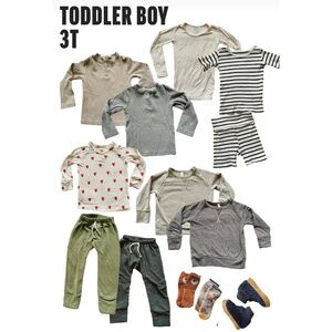 Toddler Boy Cozy Neutrals Clothing Bundle/Lot 3T